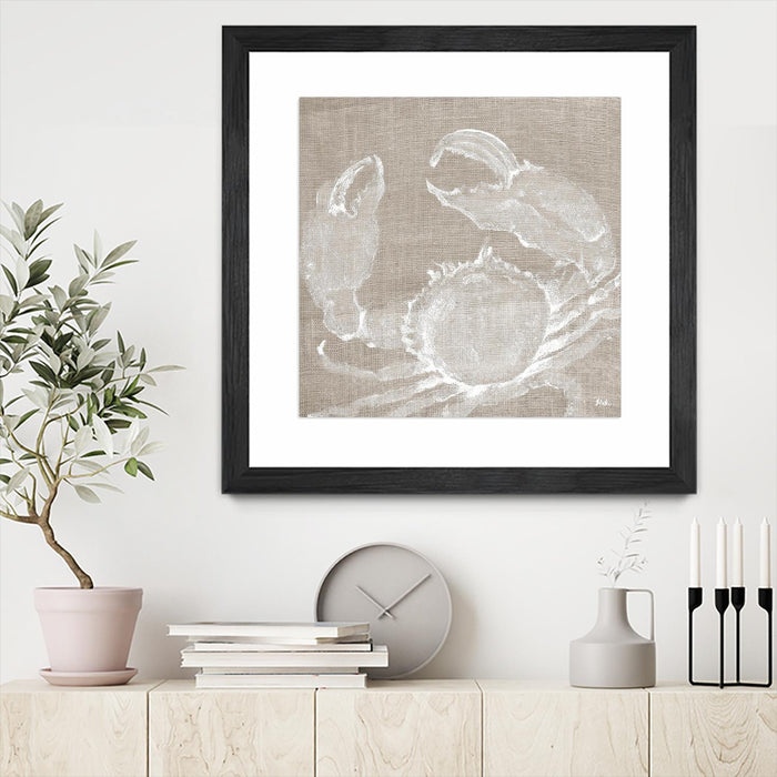 Œuvre d’art murale encadrée noire et mate « Neutral Surf Side I » 36 x 36