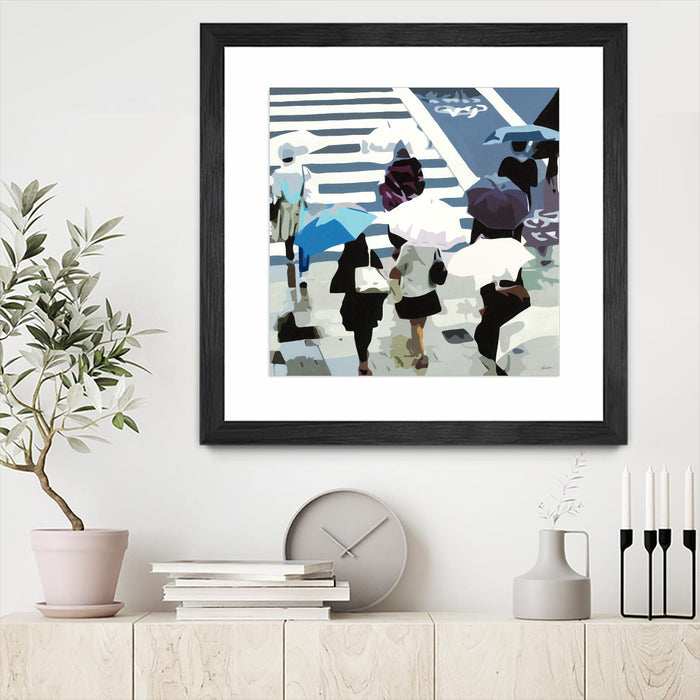 Œuvre d’art murale encadrée noire et mate « April Showers » 36 x 36
