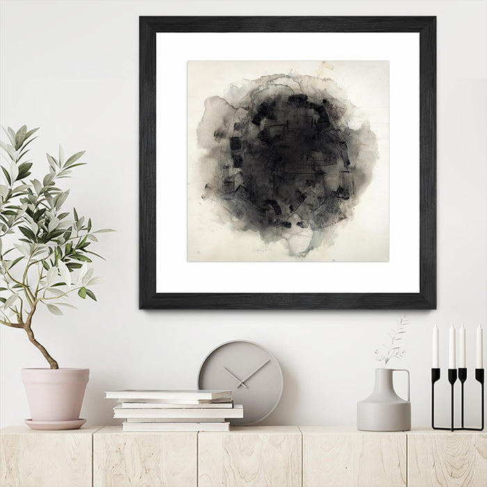 Œuvre d’art murale encadrée noire et mate « Positives And Negatives I » 30 x 30