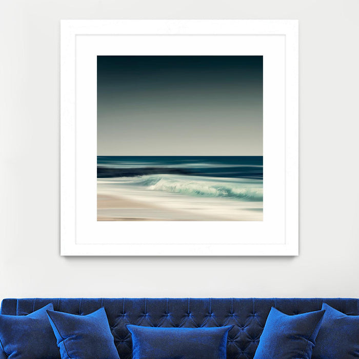 Œuvre d’art murale encadrée blanche et mate « Cristal Surf » 30 x 30