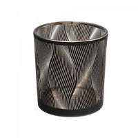 Bougeoir pour bougie chauffe-plats en verre à motif de vagues - ensemble de 2 bougeoirs