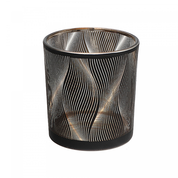 Bougeoir pour bougie chauffe-plats en verre à motif de vagues - ensemble de 2 bougeoirs