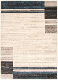 Carpette Aya ivoire-bleu - 5 pi 3 pox 7 pi 3 po