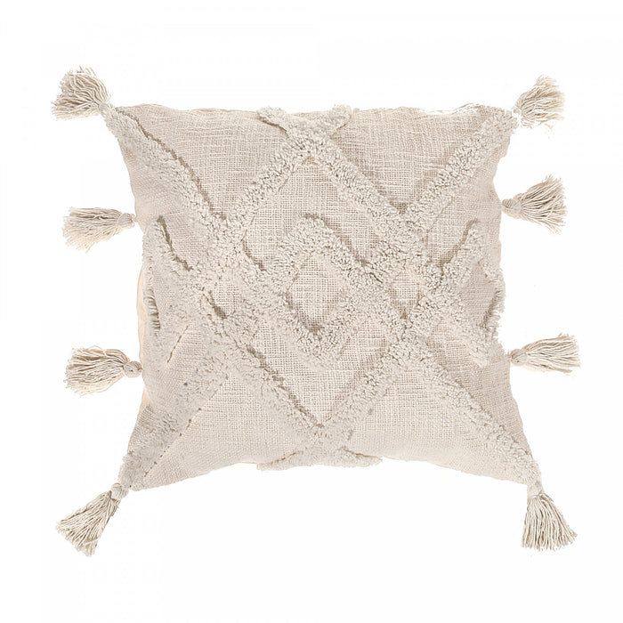 Coussin en coton en fil flammé ivoire à motif entrecroisé - ensemble de 2 coussins