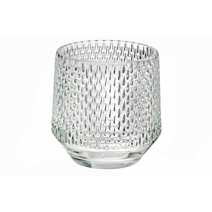 Bougeoir rond en verre à motif de gouttes - ensemble de 4