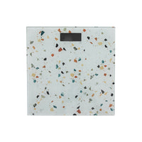 Pèse-personne numérique carré en verre - accessoires de salle de bain d’apparence terrazzo