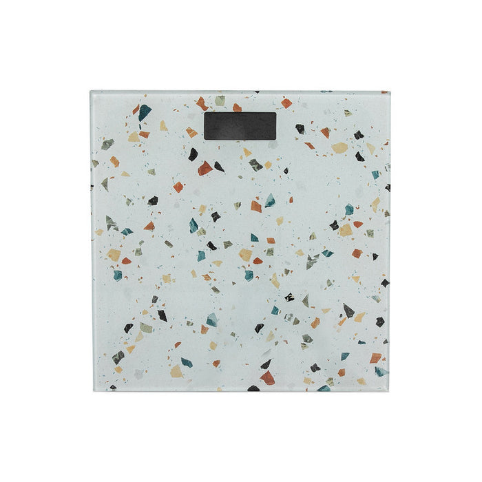 Pèse-personne numérique carré en verre - accessoires de salle de bain d’apparence terrazzo