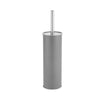 Brosse à toilette et support en métal gris avec couvercle