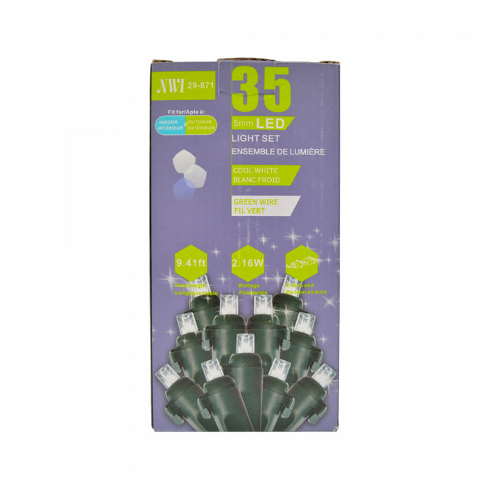 Jeu de 35 lumières à DEL de 5 mm pour l’intérieur et l’extérieur avec ampoules transparentes - ensemble de 2 jeux de lumières de Noël