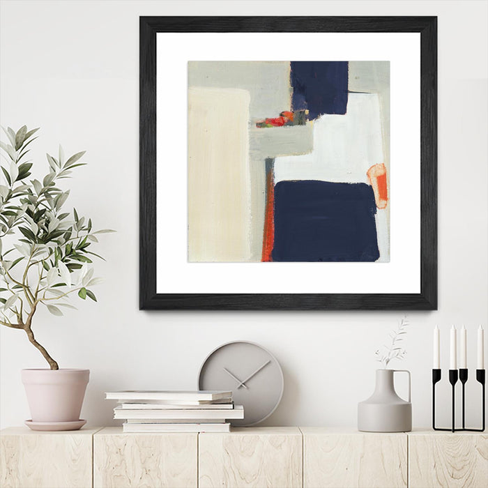 Œuvre d’art murale encadrée noire et mate « Bay Bridge V1 » 30 x 30