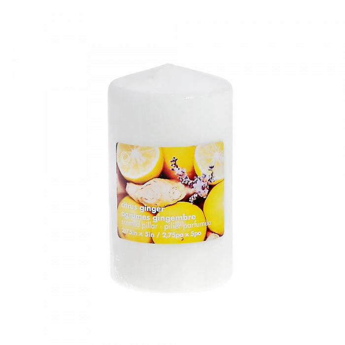 Chandelle pilier parfumée de 2,75 po x 5 po à arôme d’agrumes et gingembre - ensemble de 2 chandelles