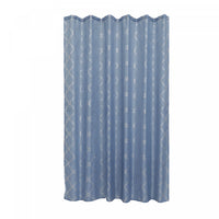 Rideau de douche en polyester bleu et aluminium argenté à motif de treillis