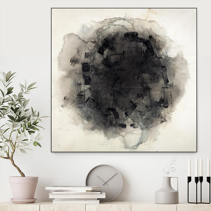 Œuvre d’art murale sur toile encadrée noire « Positives And Negatives I » 20 x 20