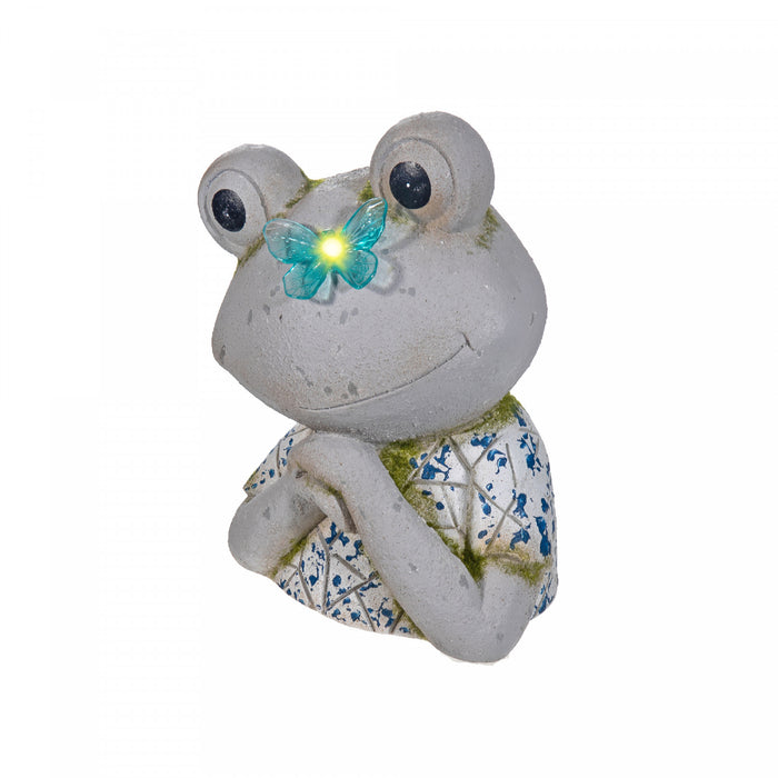 Figurine solaire en oxyde de magnésium pour l'extérieur représentant une grenouille