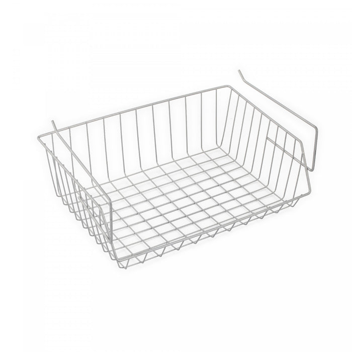 Panier de rangement en grillage pour la cuisine à placer sous une tablette