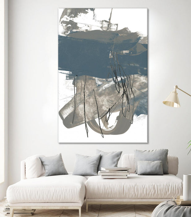 Œuvre d’art murale Giant Art « Blue & Grey Swipe I » 72 x 48