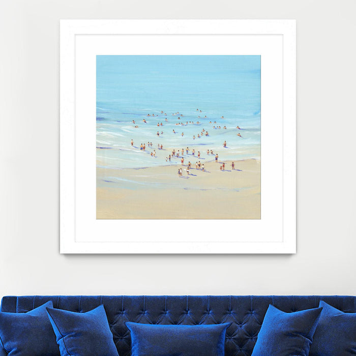 Œuvre d’art murale encadrée blanche et mate « Beach Day I » 36 x 36