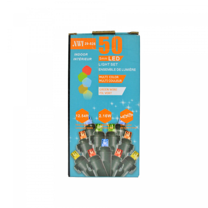 Jeu de 50 lumières à DEL de 5 mm pour l’intérieur avec ampoules multicolores - ensemble de 2 jeux de lumières de Noël