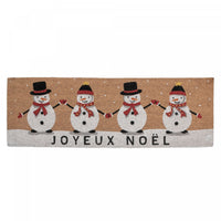 Paillasson en fibre de coco orné de quatre bonshommes de neige - « Joyeux Noël » 16 x 48