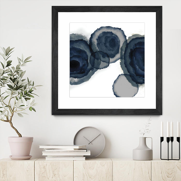 Œuvre d’art murale encadrée noire et mate « Blotted Ink Ii » 36 x 36
