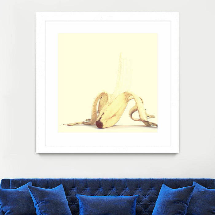 Œuvre d’art murale encadrée blanche et mate « Banada Honey Puff » 30 x 30