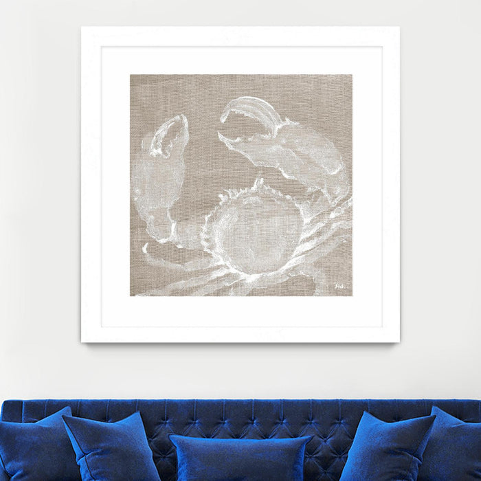 Œuvre d’art murale encadrée blanche et mate « Neutral Surf Side I » 36 x 36