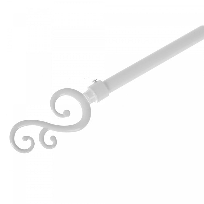 Ensemble de tringles à rideaux de 16 à 19 mm en métal avec fleuron spirale d’apparence feuille - blanc