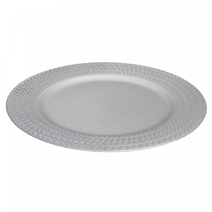 Assiette de présentation de 13 po argentée ornée de tresses - ensemble de 6