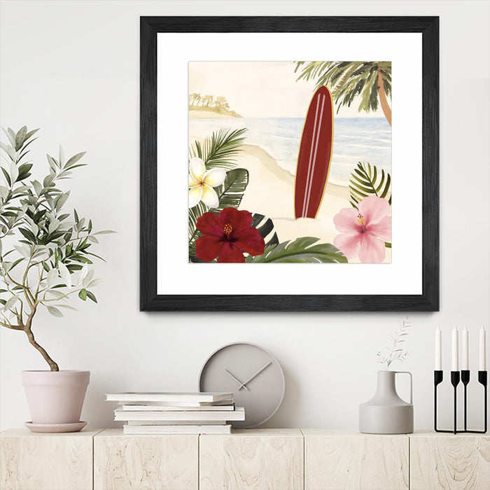 Œuvre d’art murale encadrée noire et mate « Aloha Ii » 30 x 30