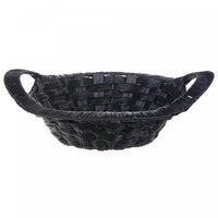 Panier tressé noir de 12,2 po avec poignée ronde - ensemble de 2
