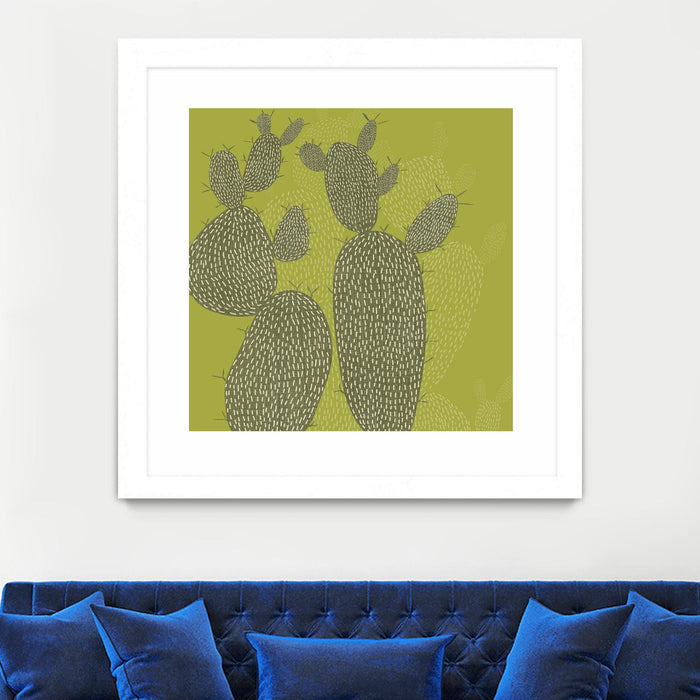 Œuvre d’art murale encadrée blanche et mate « Opuntia I » 36 x 36