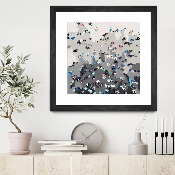 Œuvre d’art murale encadrée noire et mate « Crowd Sourcing » 36 x 36
