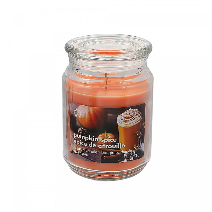 Pot parfumé de 18 oz à arôme de citrouille épicée avec couvercle en verre - ensemble de 2 bougies