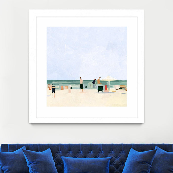 Œuvre d’art murale encadrée blanche et mate « Family Vacation I » 36 x 36