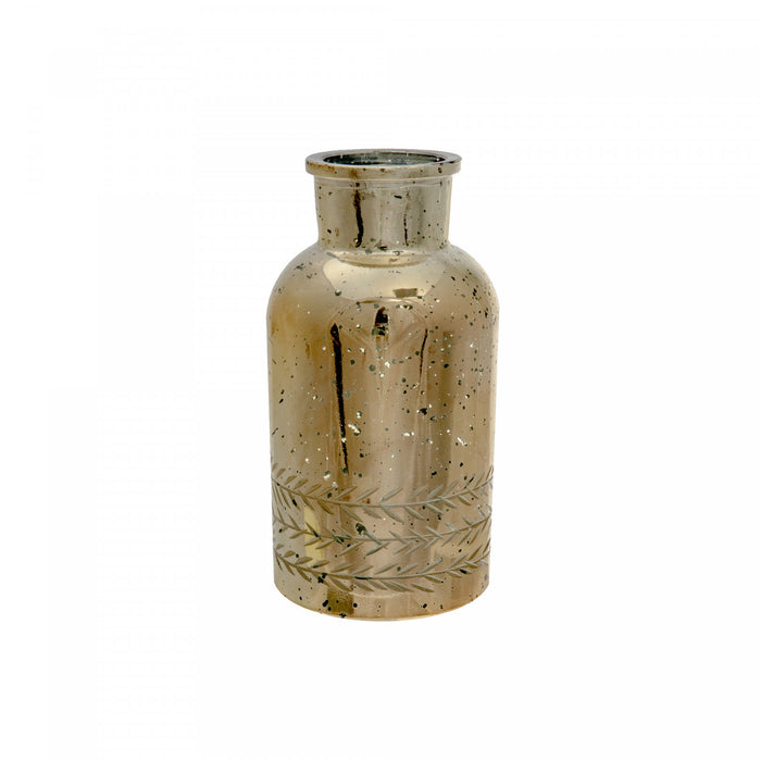 Vase en forme de bouteille doré tacheté orné de trois couronnes de vigne - ensemble de 3