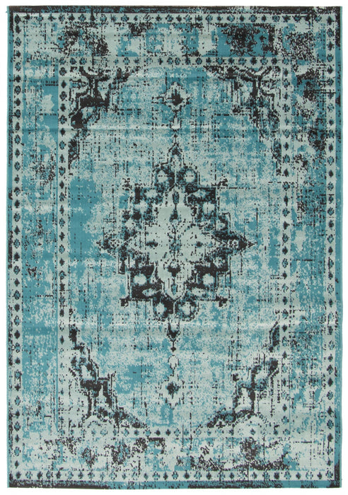 Carpette Chenta turquoise 5 pi 3 po x 7 pi 7 po