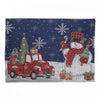 Napperon 13 x 18 en tapisserie orné d’un bonhomme de neige et de cadeaux- ensemble de 12