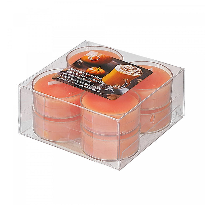 Paquet de 8 bougies chauffe-plats parfumées à arôme de citrouille épicée - ensemble de 2 paquets de bougies