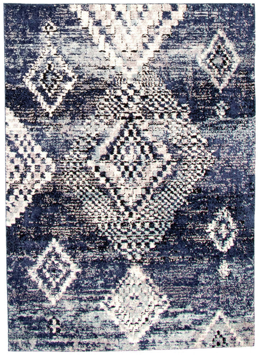 Carpette Makondo Mosaique bleu - 6 pi 7 pox 9 pi 6 po