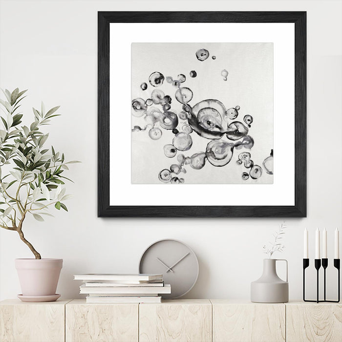 Œuvre d’art murale encadrée noire et mate « Transparent Onyx » 36 x 36