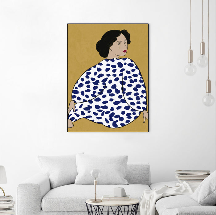Œuvre d’art murale sur toile encadrée noire « Happy Girl » 30 x 40