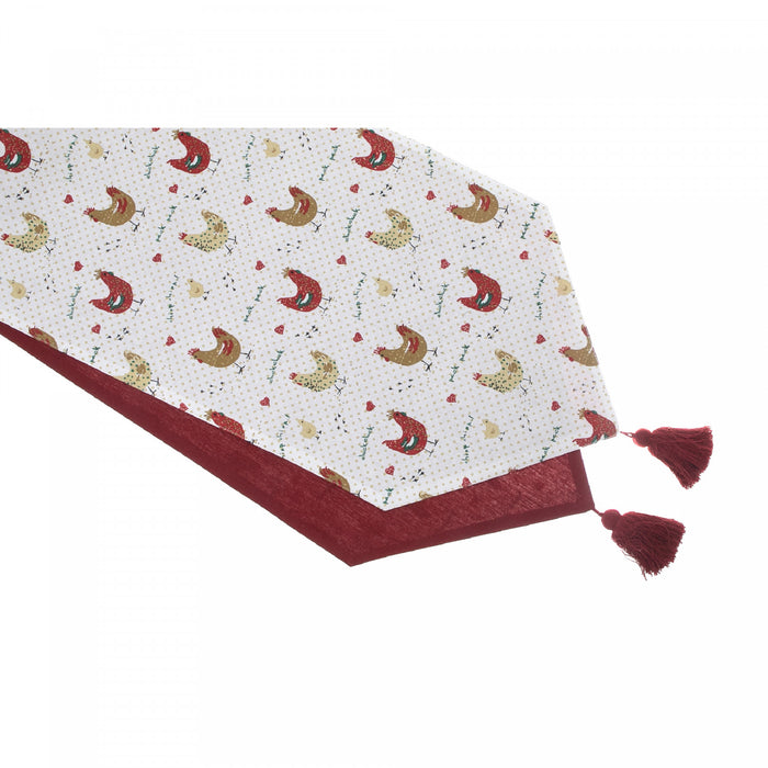 Chemin de table de 54 po en coton orné de poules à la ferme - ensemble de 2