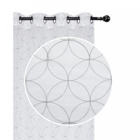 Panneau de rideau transparent en LurexMC brodé de motifs de diamants arrondis gris - ensemble de 2