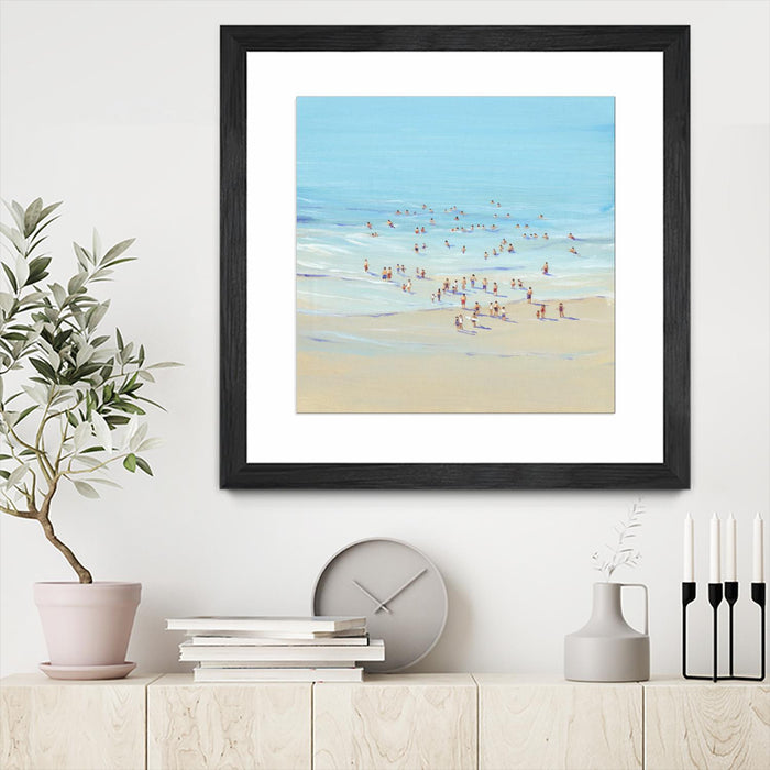 Œuvre d’art murale encadrée noire et mate « Beach Day I » 36 x 36