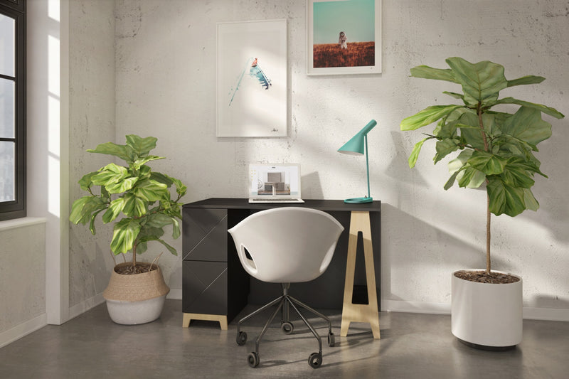 Bureau Atypik Nordika à 2 tiroirs - noir