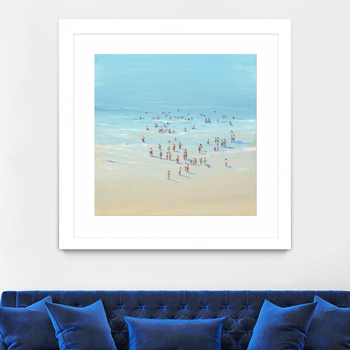Œuvre d’art murale encadrée blanche et mate « Beach Day Ii » 30 x 30