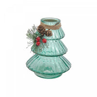 Vase en verre en forme d’arbre de Noël avec pomme de pin