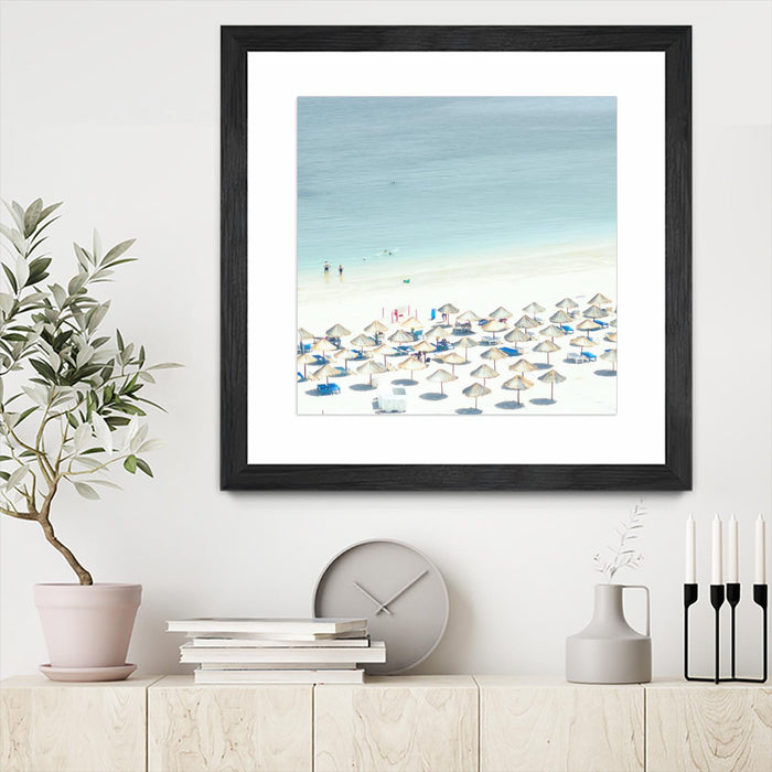 Œuvre d’art murale encadrée noire et mate « Sesimbra I » 30 x 30