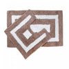 Ensemble de 2 tapis de salle de bain blancs en coton avec bordure taupe