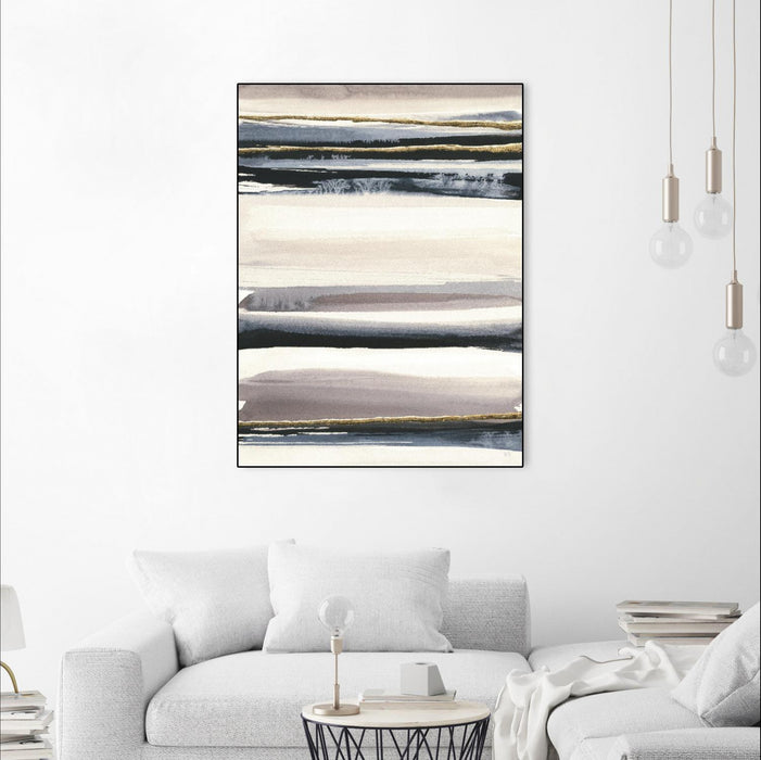 Œuvre d’art murale sur toile encadrée noire « Gilded Grey Iii » 24 x 32